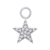 0.04ct 14k White Gold Diamond Pave Star Hoop Charm